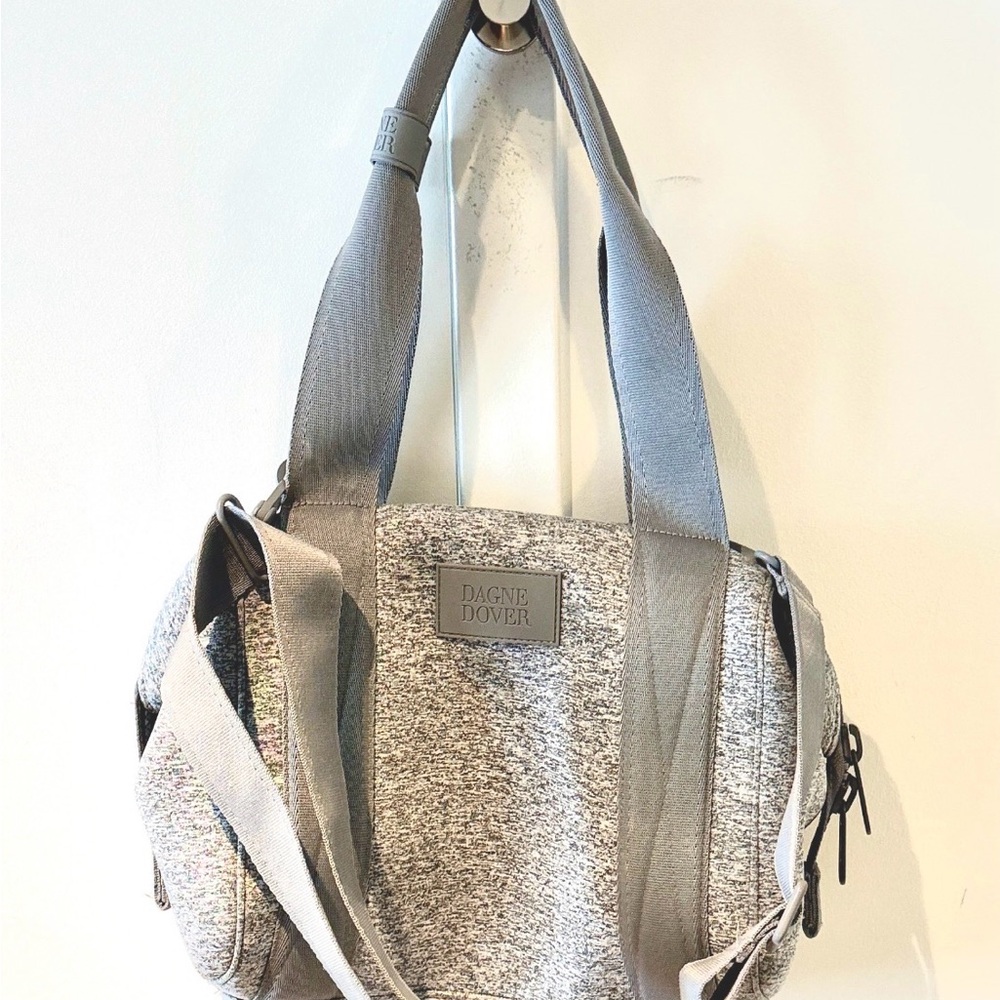 Dagne Dover Heather Gray Shoulder Tote with Wide Straps